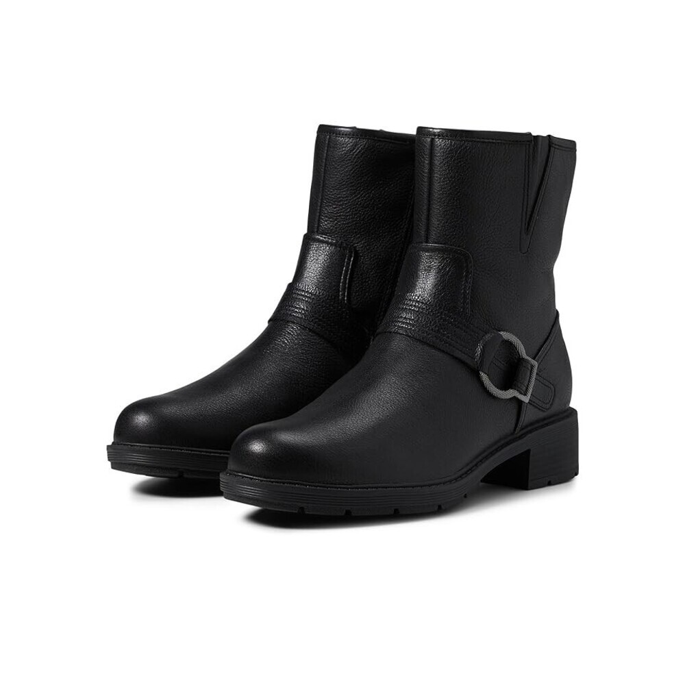 Clarks Hearth Cross 26174234 Bootie Women 6 Black Leather Mid-Calf Boots LION329